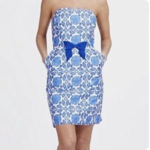 Vineyard Vines Shell Tile Print Strapless Dress w/ Bow